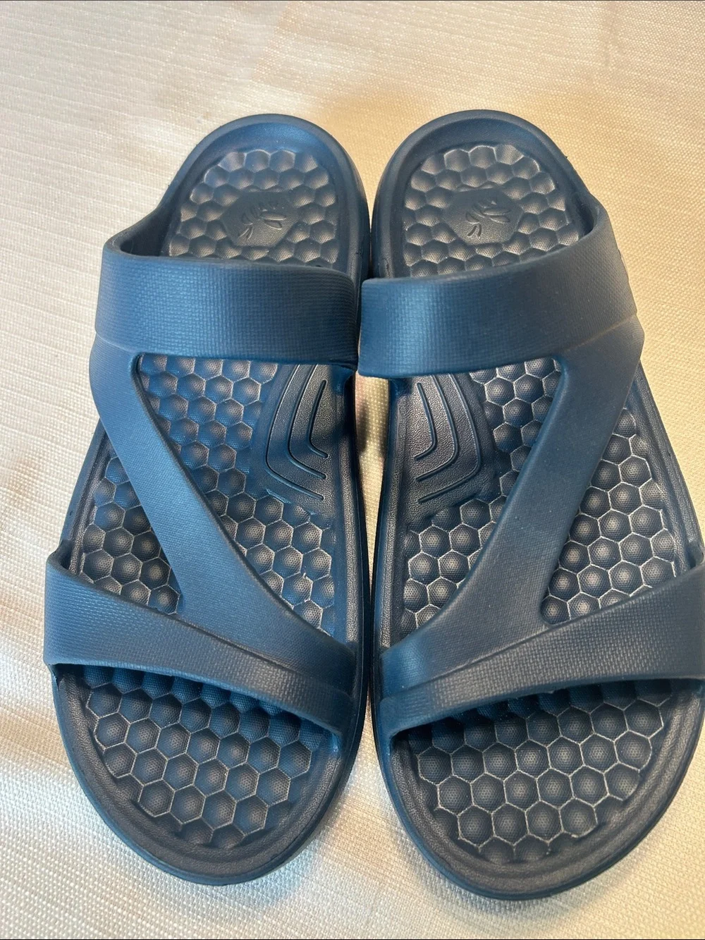 Joybees Blue Slide Sandals with Honeycomb Footbed